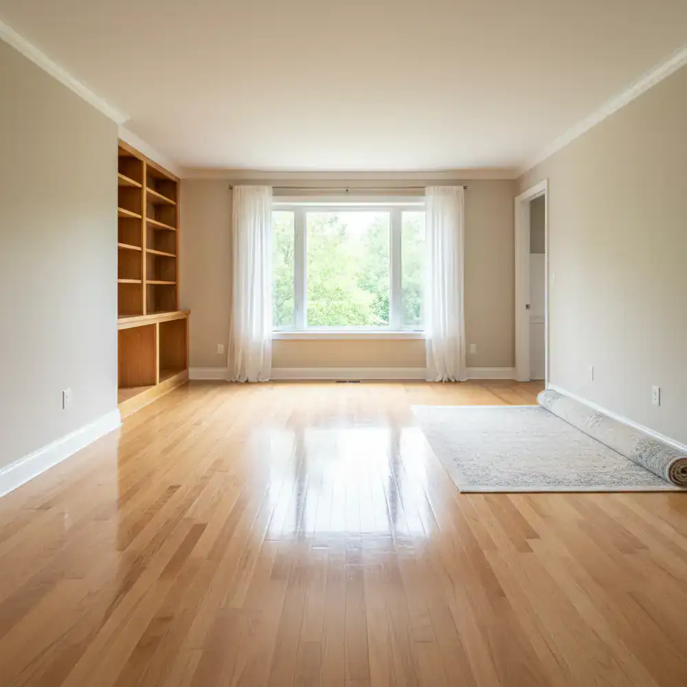 Pristine empty living room after a deep clean
